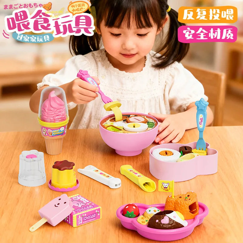 New Cute Children Feeding Series Toy Set Simulation Ice Cream / Pudding / Bento / Ramen Fun Play House Feeding Happy Game Toys