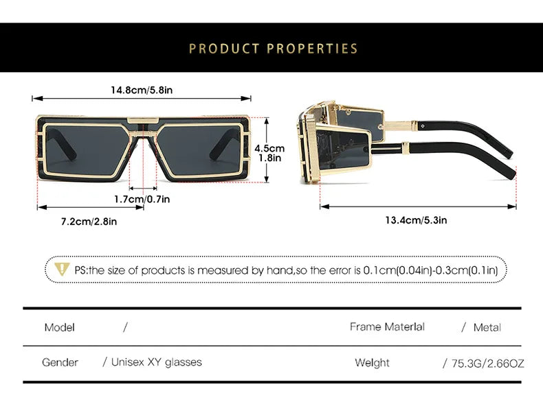 Square Punk Sunglass Men Vintage Luxury Steampunk Sunglasses Women Fashion Glasses Gafas De Sol Hombre Lunette De Soleil Homme