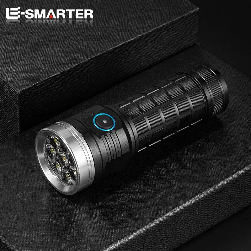 8LED Flashlight Outdoor Super Bright Emergency Torch 5 Lighting Modes Rechargeable Hiking Camping Tactical Flashlight 4000 Lumen