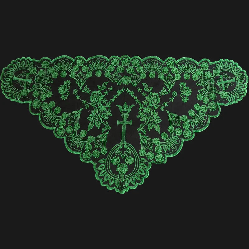 Women Head Covering Bridal Wedding Cross Embroidery Catholic Church Veil