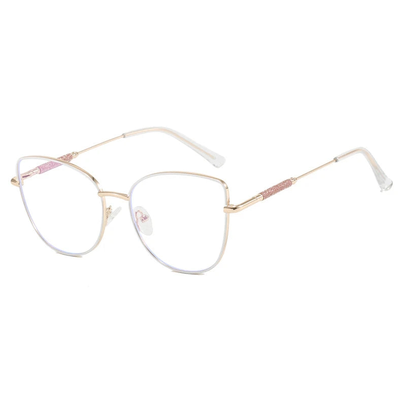 New Fashion Brand Design Cat Eye Photochromism Prescription Reading Glasses Women Anti Blue Light Frame Clear Hyperopia Eyewear