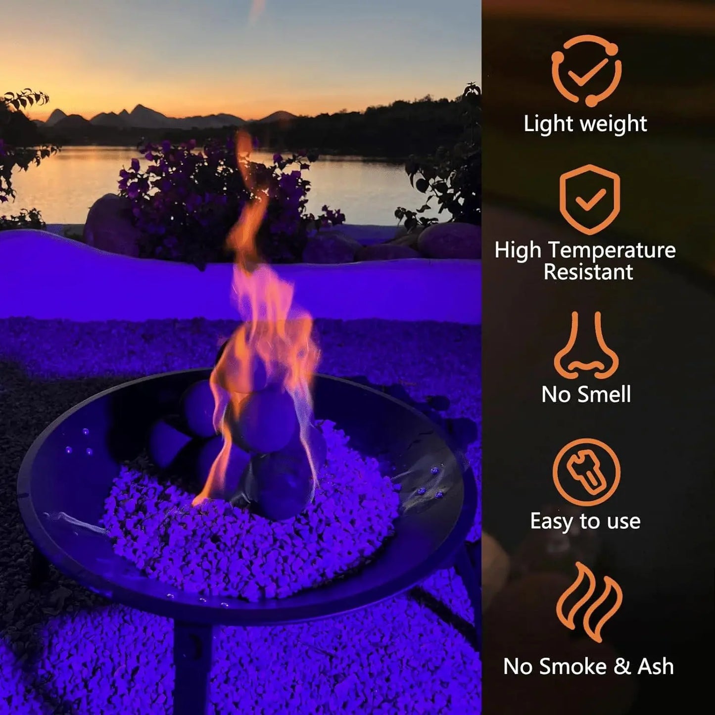 Hollow Ceramic Fire Balls, Set of 10 Fireplace Balls, Modern Accessory for Indoor/Outdoor Fire Pits or Fire Tables, Brushed Conc