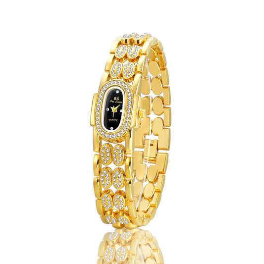 Watches For Ladies Luxury Diamond Quartz Gold Bracelet Wristwatch Women Watch Fashion High Quality Female Clock Rhinestone