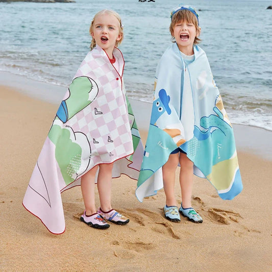 Cute Sun Protection Kids Swimming Towels for Boys Girls Bathrobe Beach Towel Soft Absorbent Large Bath Towel Sport Towels