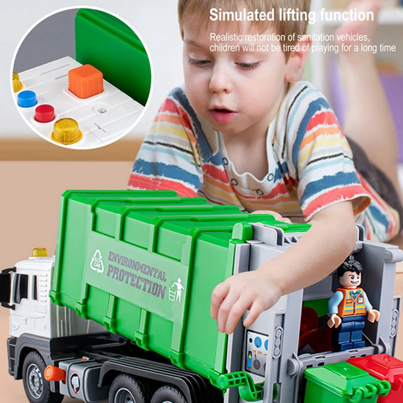 New Children Toys City Garbage Truck Model Diecast Plastics Garbage Sorting Sanitation Vehicle Car Sound Light Kids Xmas Gifts