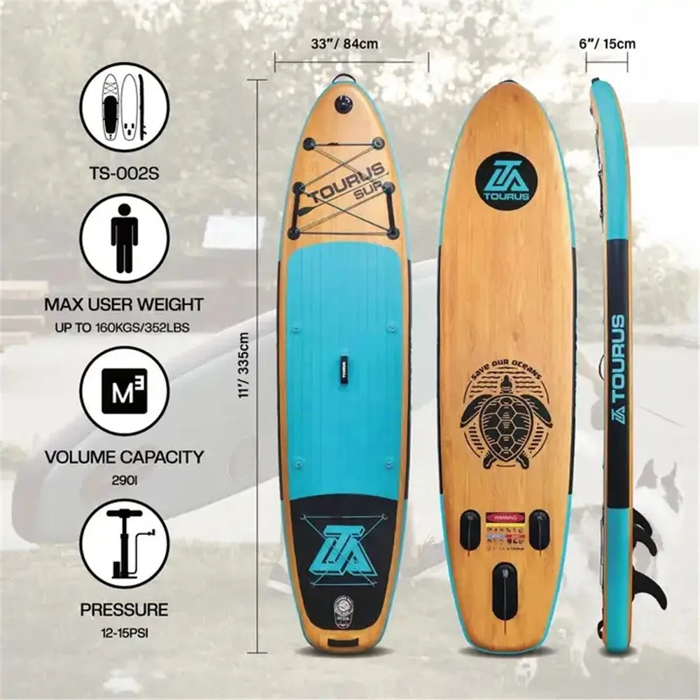 TOURUS  blue wood double layers sup boards melting inflatable stable stand up paddle board 11feet 33inch