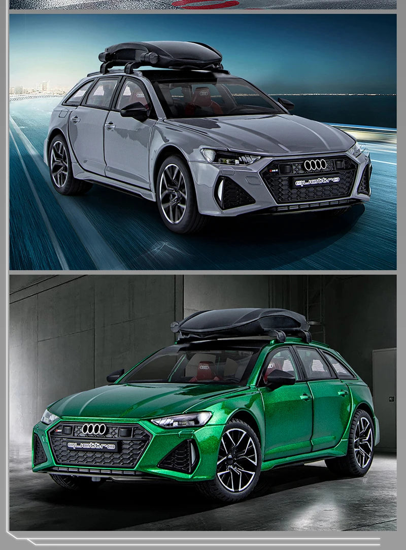 1/24 Audi RS6 Avant Station Wagon Alloy Car Model Diecast Metal Toy Vehicles Car Model Simulation Sound and Light Kids Toys Gift
