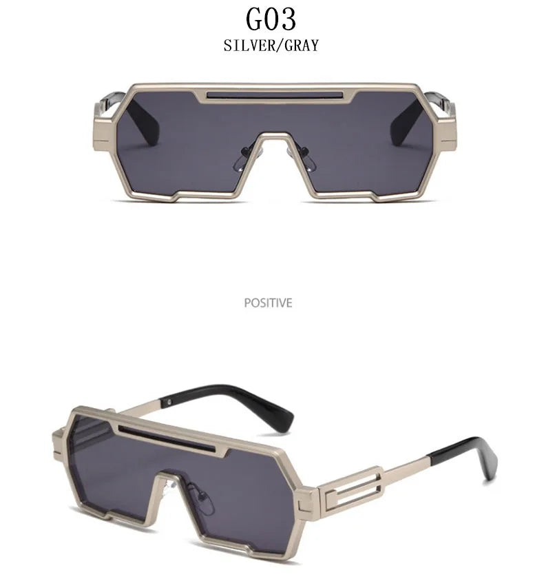 Heavy Metal Steampunk Sunglasses For Men Square Vintage Punk Fashion Glasses Retro Gafas De Sol Hombre Lunette De Soleil Homme