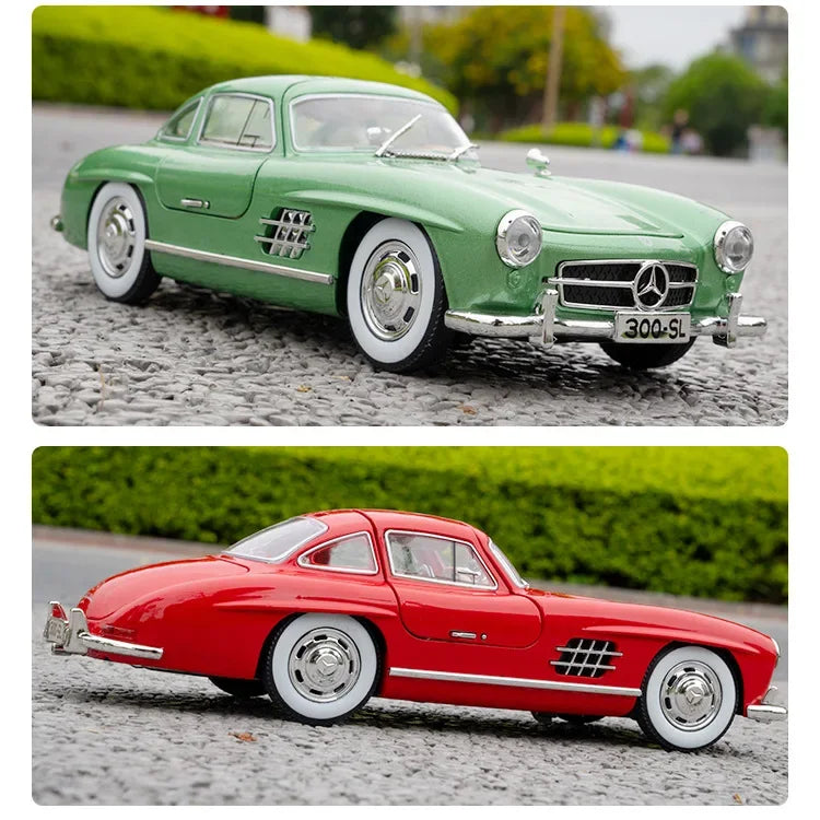 1:24 300SL Alloy Classic Vintage car Model Car Model Diecast Metal Pull Back Sound Light Car For Children Gift
