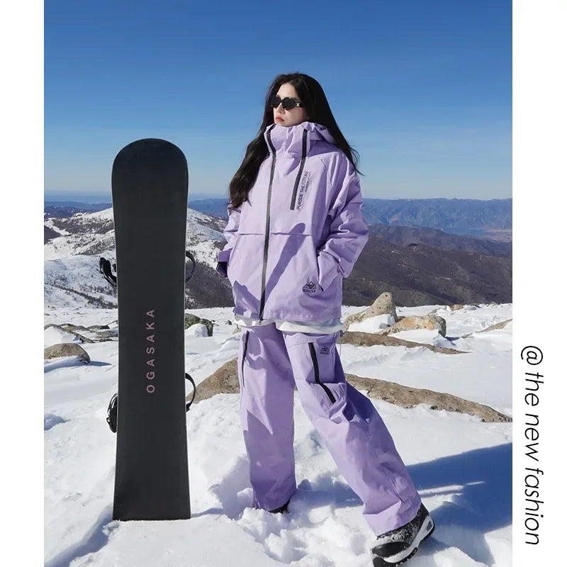 -30℃, Women and Men Snow Wear Suit Sets, Snowboarding Suit, Couple Ski Clothes, Ski Jacket and Pant, Ski Suit for Adult
