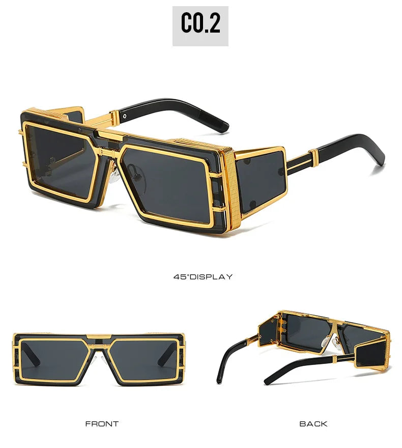 Square Punk Sunglass Men Vintage Luxury Steampunk Sunglasses Women Fashion Glasses Gafas De Sol Hombre Lunette De Soleil Homme