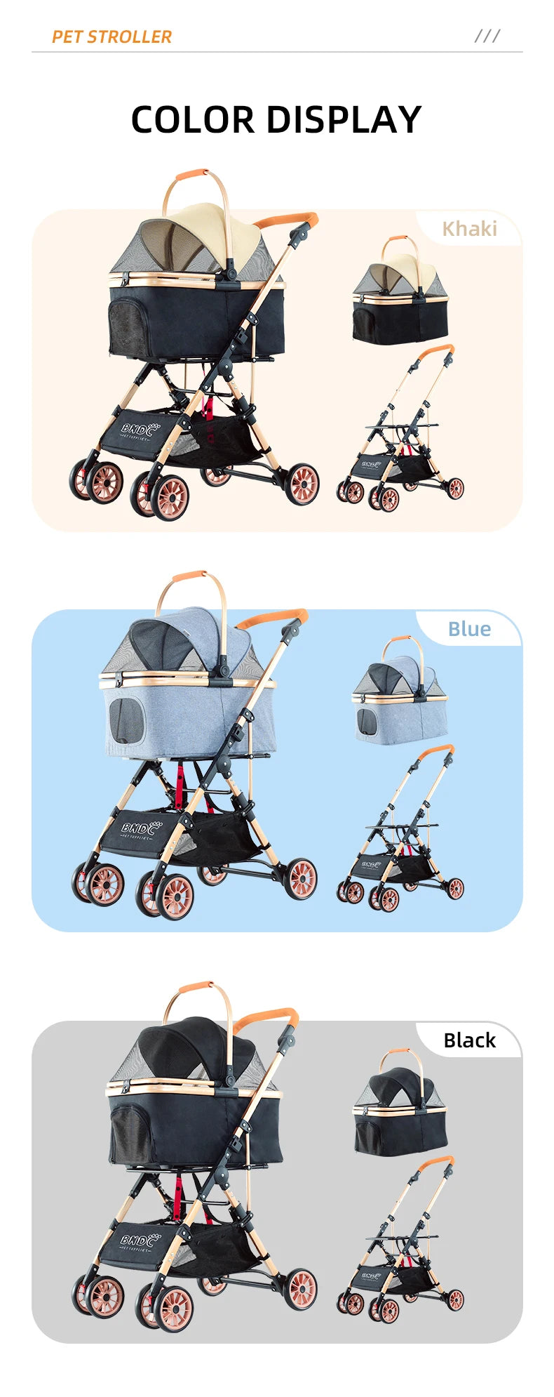 Shopping Pet Stroller Backpack Trolley Carrier With 4 Wheels Pet Bag Cat Breathable Backpack Pet Carrier Bag