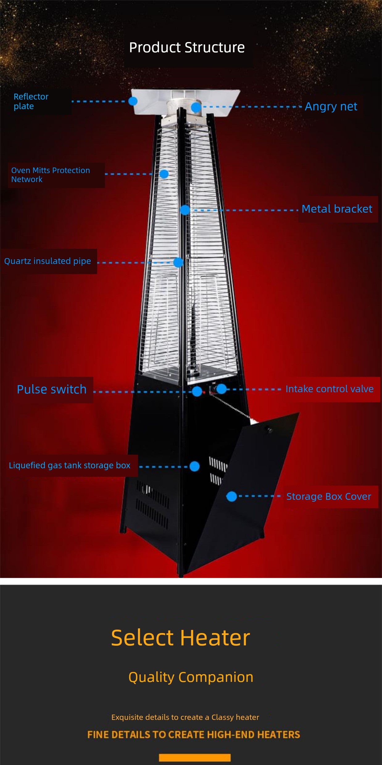 Commercial Landscape Real Fire Tower-Shaped Courtyard Gas Heater