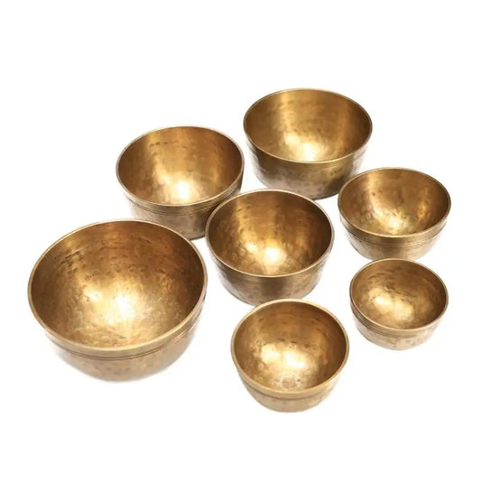 7 Pcs Brass & Metal Handcraft Tibetan Singing Bowl YOGA Meditation Metal Bowl Set Percussion Instrument Sound Bowl Healing