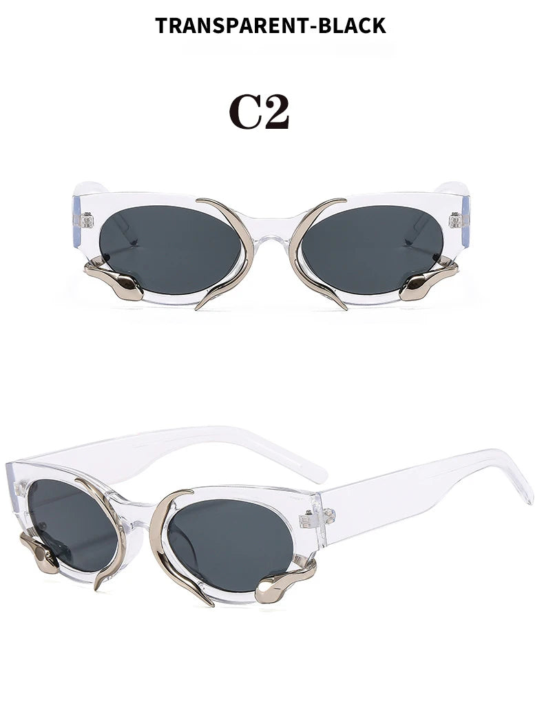 2024 Hip Hop Exaggerated New Vintage High Quality Design Snake Cat Eyes Sunglasses Personality Trend Glasses Male and Female