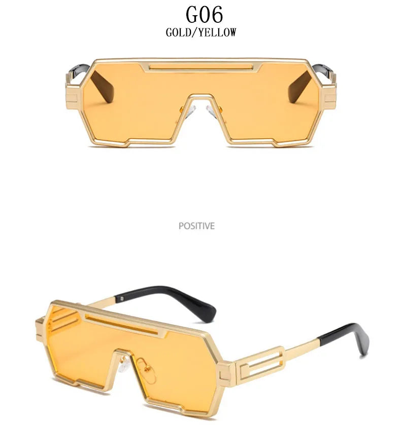 Heavy Metal Steampunk Sunglasses For Men Square Vintage Punk Fashion Glasses Retro Gafas De Sol Hombre Lunette De Soleil Homme