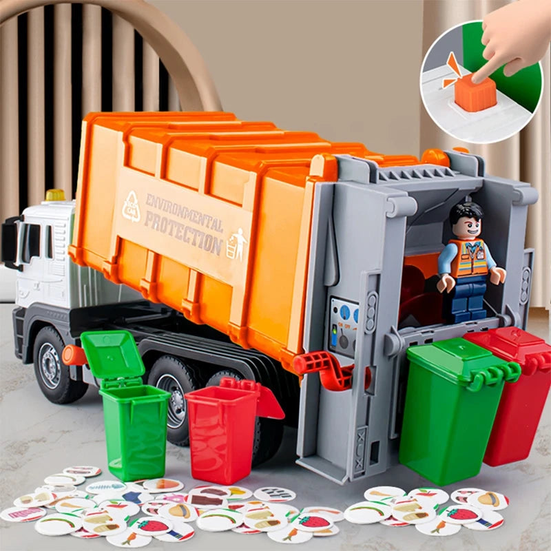 New Children Toys City Garbage Truck Model Diecast Plastics Garbage Sorting Sanitation Vehicle Car Sound Light Kids Xmas Gifts