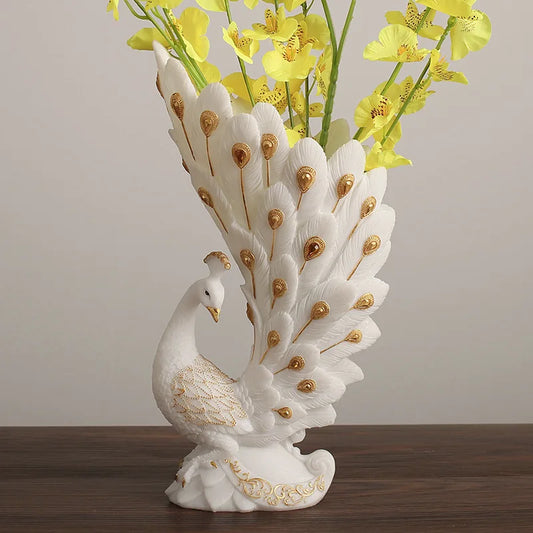 Nordic Modern Art Peacock Decorative Vase Ornament for Living Room TV Cabinet Homestay Model Room Display Home Decor