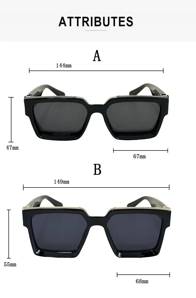 Millionaire Square Sunglasses For Men Retro Sunscreen Sunglasses Women Trendy And Fashionable Vintage Fashion Glasses Zonnebril