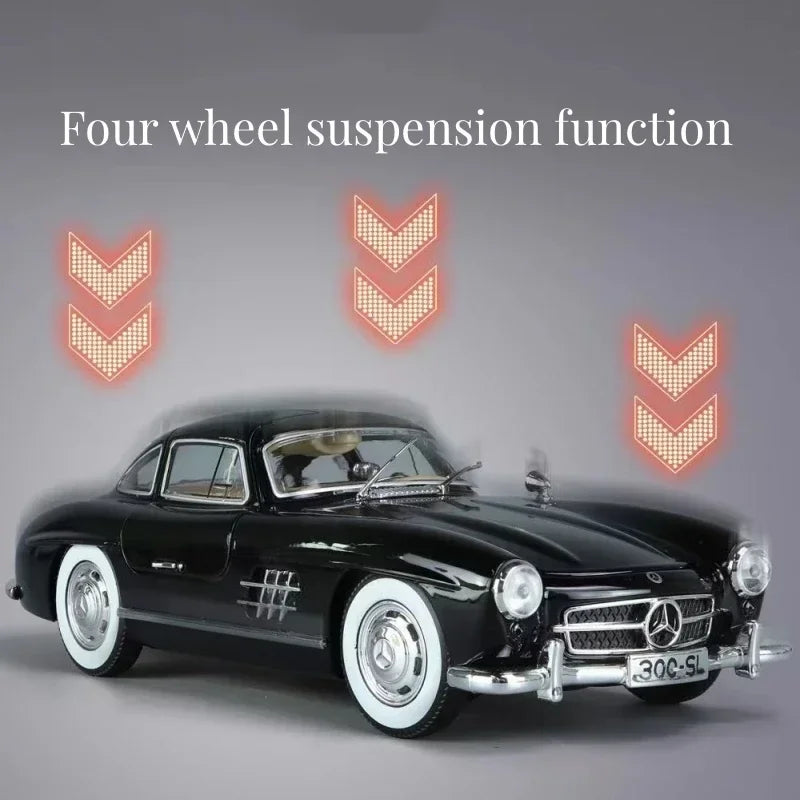 1:24 300SL Alloy Classic Vintage car Model Car Model Diecast Metal Pull Back Sound Light Car For Children Gift