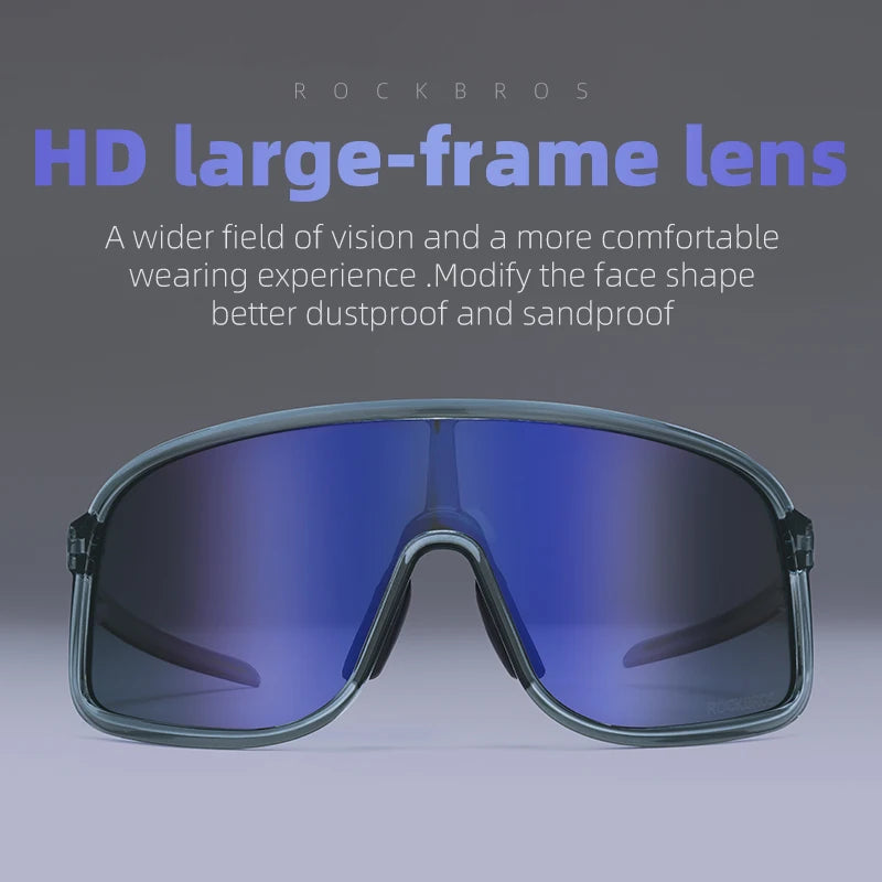 ROCKBROS Cycling Glasses Outdoor Bike Sunglasses UV400 Eyewear Sports Eye Protection Windproof Riding Big Frame Polarized Glasse