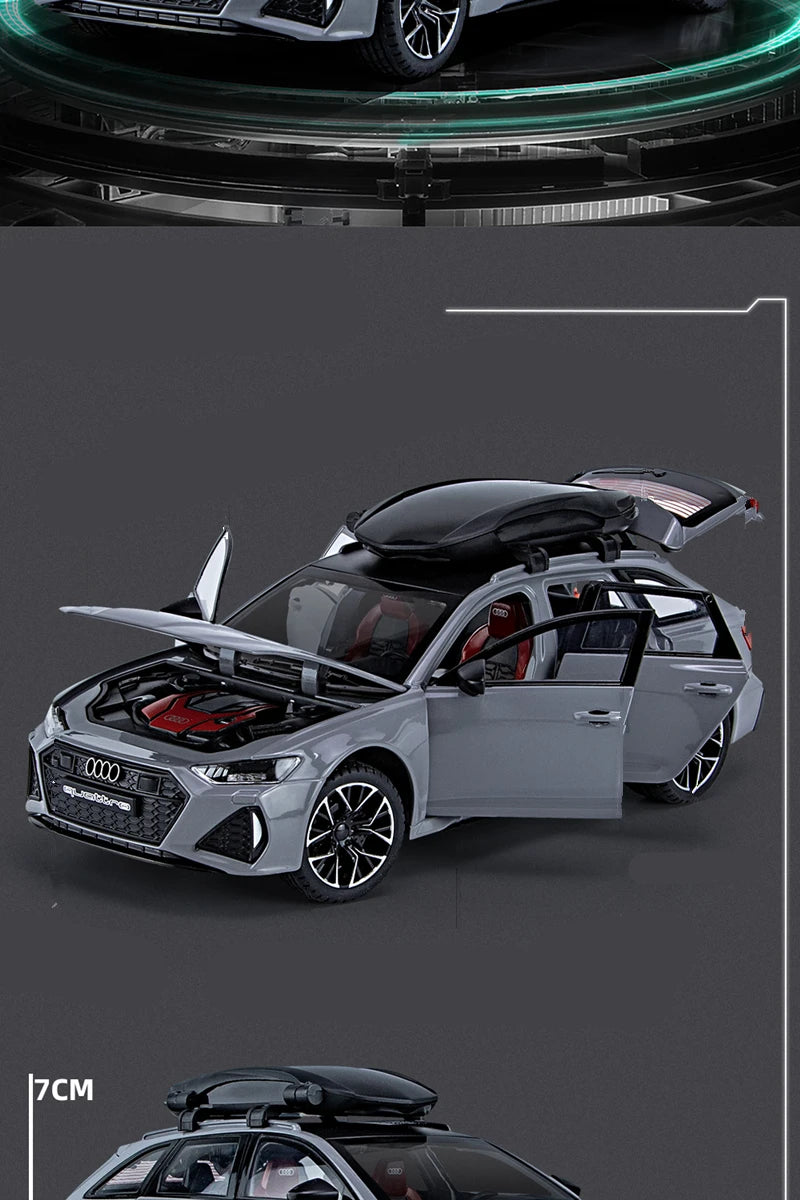 1/24 Audi RS6 Avant Station Wagon Alloy Car Model Diecast Metal Toy Vehicles Car Model Simulation Sound and Light Kids Toys Gift