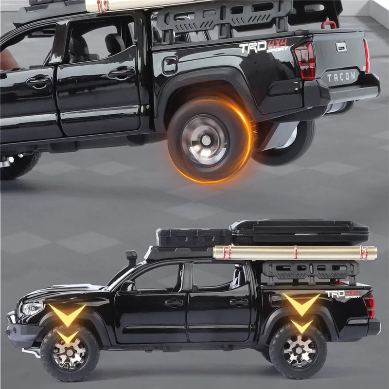 1/32 Tacoma Travel version Pickup Alloy Car Model Diecast Metal Off-Road Vehicles Car Model Sound Light Simulation Kids Toy Gift