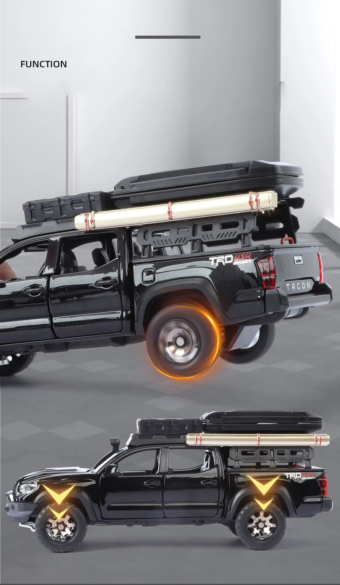 1/32 Tacoma Travel version Pickup Alloy Car Model Diecast Metal Off-Road Vehicles Car Model Sound Light Simulation Kids Toy Gift