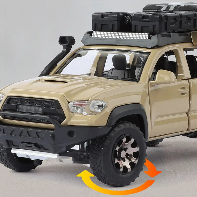 1/32 Tacoma Travel version Pickup Alloy Car Model Diecast Metal Off-Road Vehicles Car Model Sound Light Simulation Kids Toy Gift