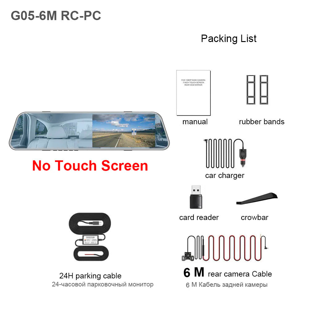 HGDO 5" Dash Cam Mirror Recorder 3 in 1 1080P Avto Dvr Touch Screen Rear View Camera with Parking Sensor Car Cam Video Box