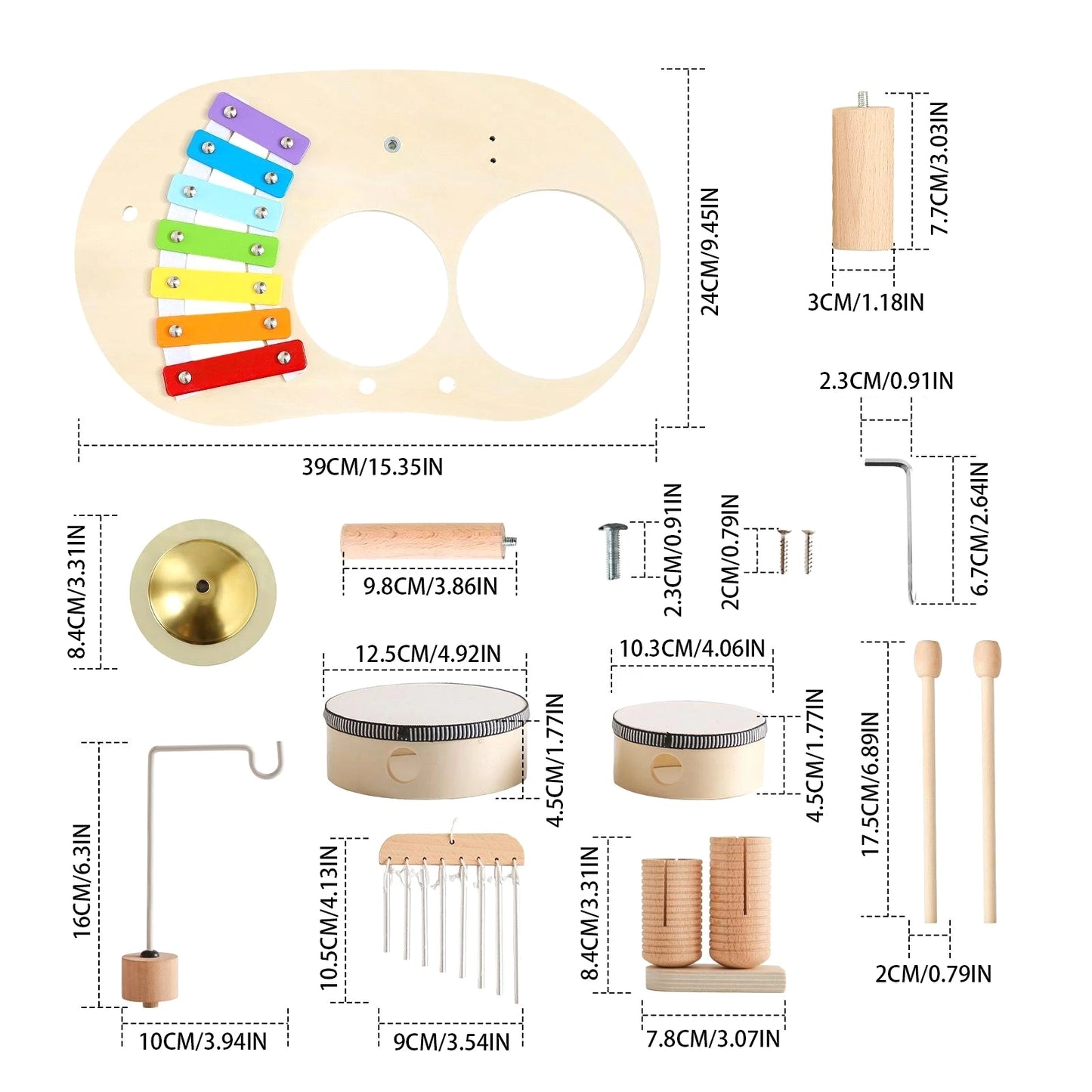 2026 New, Baby Rattle Toy 0-12 Months Musical Instrument Wooden  Toys Cartoon Animal Xylophone Baby Educational Toy Kid‘s Gift