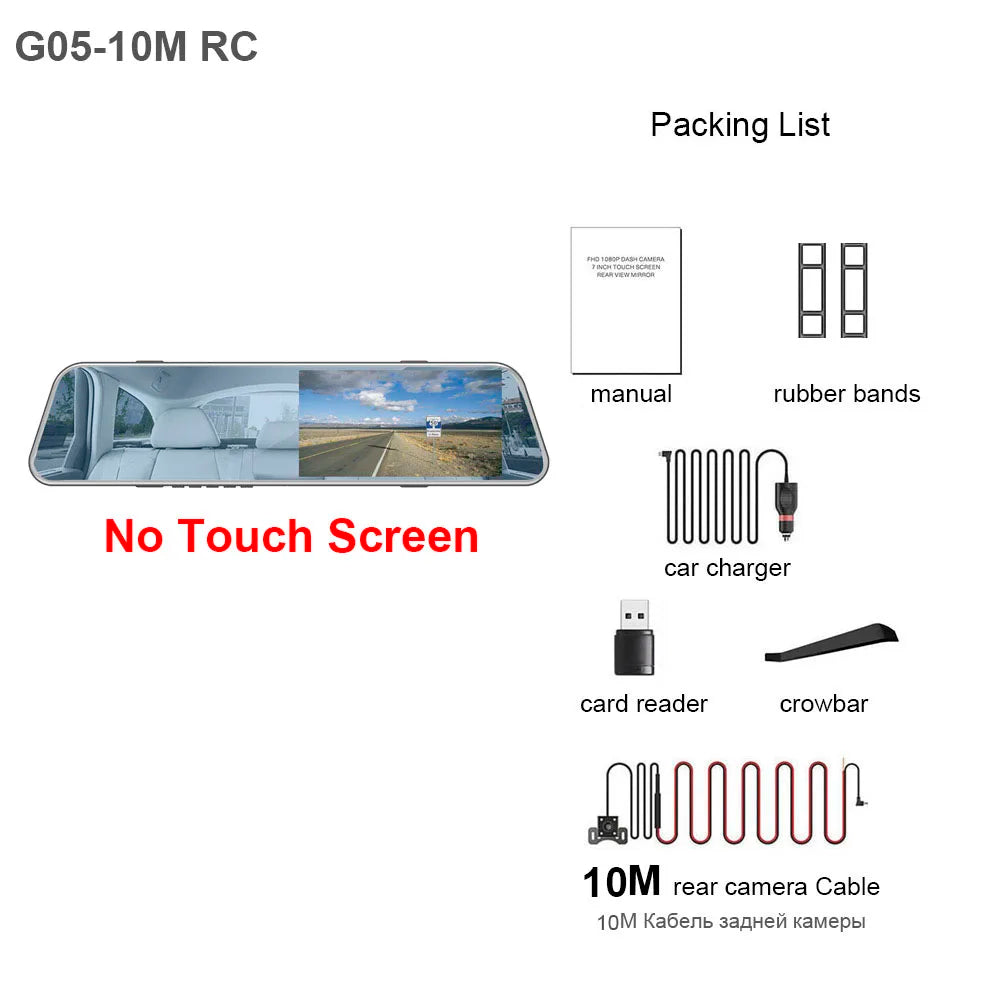 HGDO 5" Dash Cam Mirror Recorder 3 in 1 1080P Avto Dvr Touch Screen Rear View Camera with Parking Sensor Car Cam Video Box