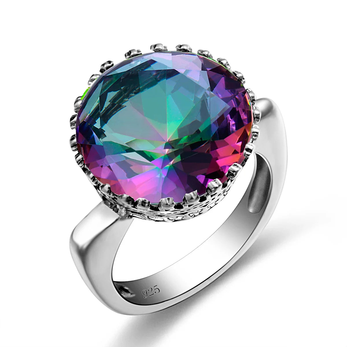 Szjinao Round Cut 16*16mm Garnet Ring Women Massive Genuine 925 Sterling Silver Vintage Large Wide Silver 925 Women's Jewellry F