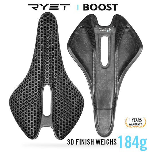 RYET 3D Printed Bike Saddle 144g Full Carbon Bicycle Seating for Road MTB Gravel Cushion For Men Women Cycling Bike Seat Parts