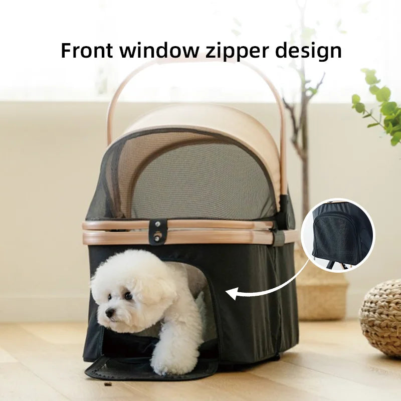 Shopping Pet Stroller Backpack Trolley Carrier With 4 Wheels Pet Bag Cat Breathable Backpack Pet Carrier Bag