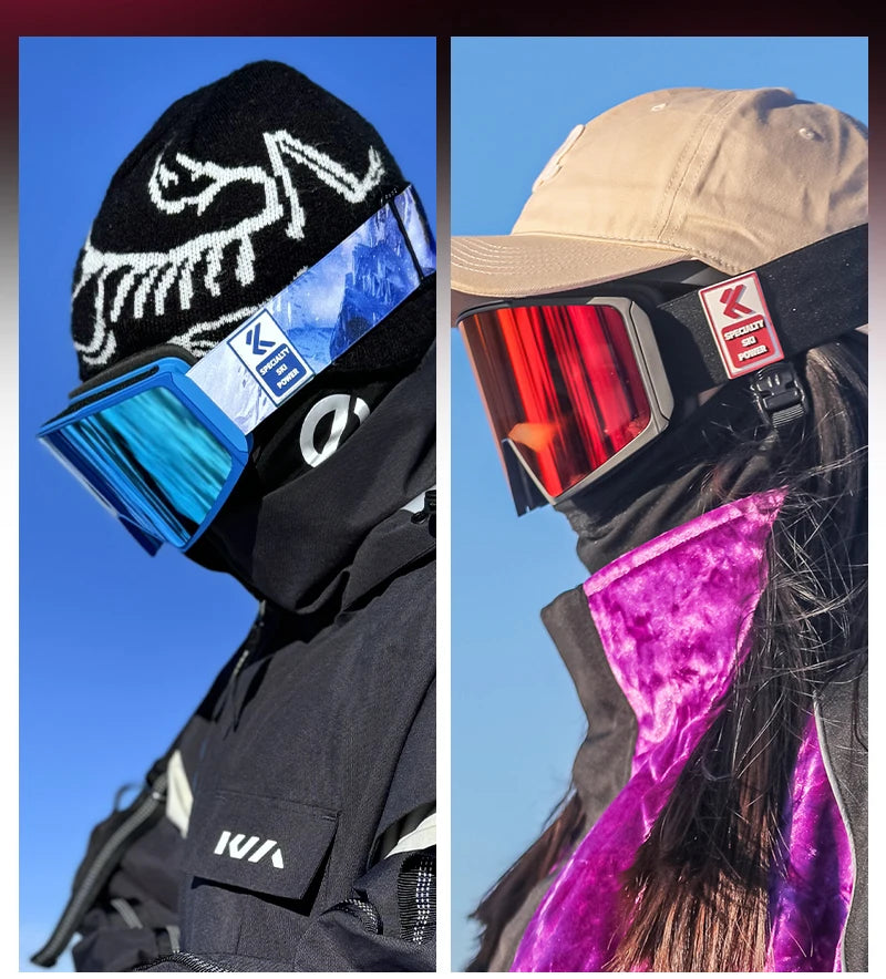 KAPVOE Ski Goggles Magnetic Double-Layer Anti-Fog Impact-Resistant Lenses Suitable for Male Female Teenagers UV400 Protection