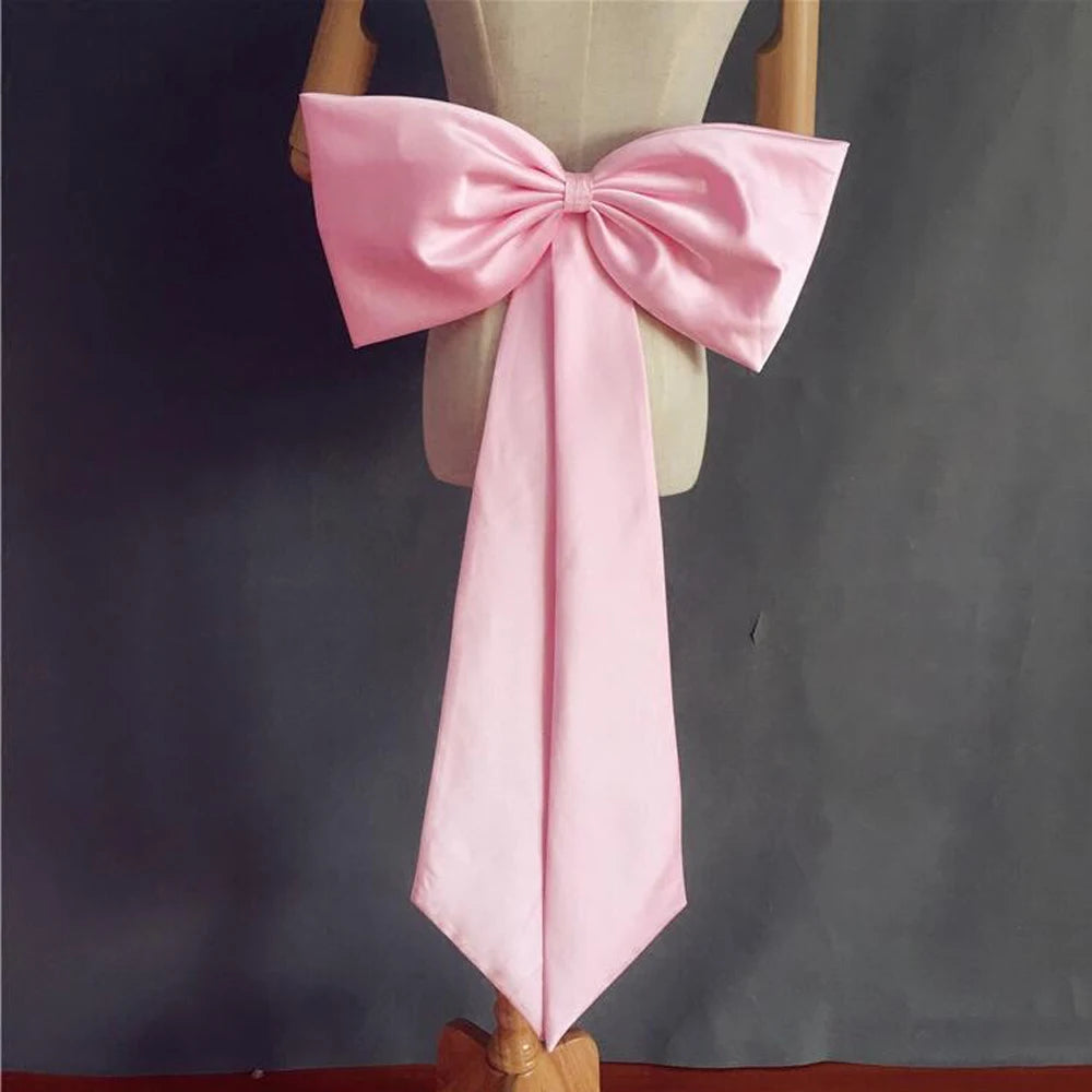 Seperate Pink Satin Bow Party Dress Knots Removeable Prom Dresses Satin Knots With Ribbon Bow Wedding Dress Belt Ribbons Bridal