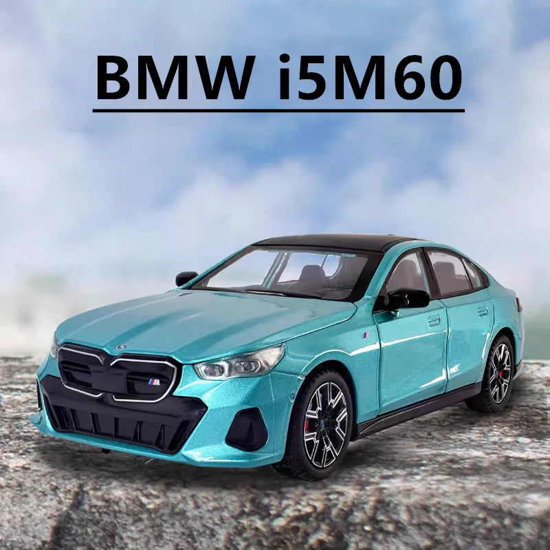 1:24 BMW i5 M60 Coupe Alloy Car Model Diecasts Metal Limousine Pure Electric Vehicles Car Model Simulation Sound Light Kids Gift