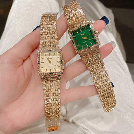 Luxury Fashion Metal Band Watches for Women Brand Vintage Casual Square Rhinestone Ladies' Quartz Wristwatch A247