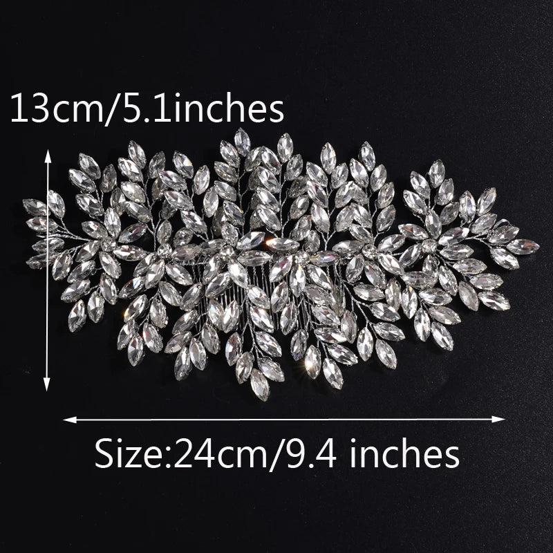 MIMIOR Wedding Full Rhinestone Oversized Hair Comb Bridal Hair Accessories Sparkly Hair Piece Gem Tiara For Women and Girls