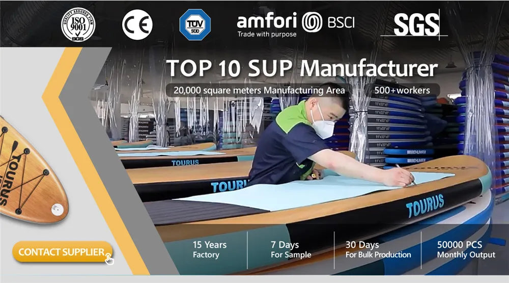 TOURUS  blue wood double layers sup boards melting inflatable stable stand up paddle board 11feet 33inch