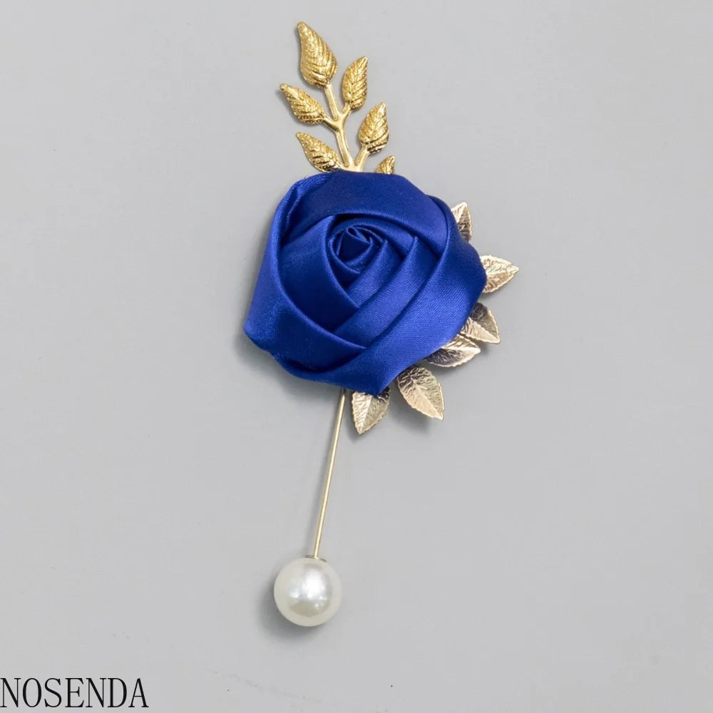 Groom Boutonniere Men Wedding Witness Brooch Silk Rose Boutonniere Man Corsage Pins Wedding Boutonniere Flower Prom Party
