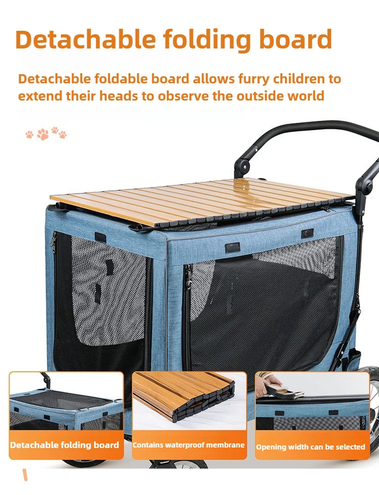 Large Dog Stroller Foldable Travel Portable Cat and Dogs  Strollers Strong and Durable Carriers Breathable Pet Products