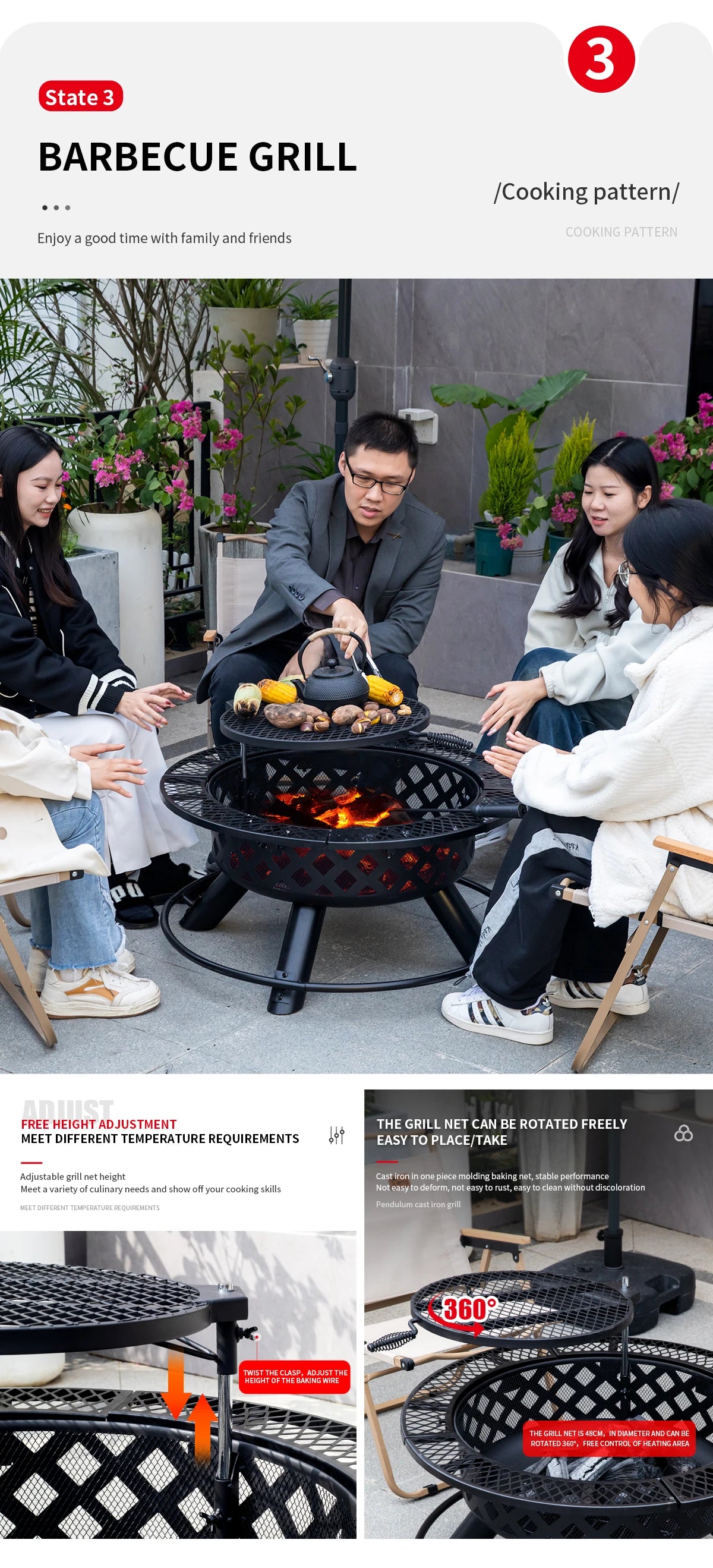 Outdoor Camping Fire Pits Easily Cleaned Patio Barbecue Grill Bbq Outdoor Charcoal Stove