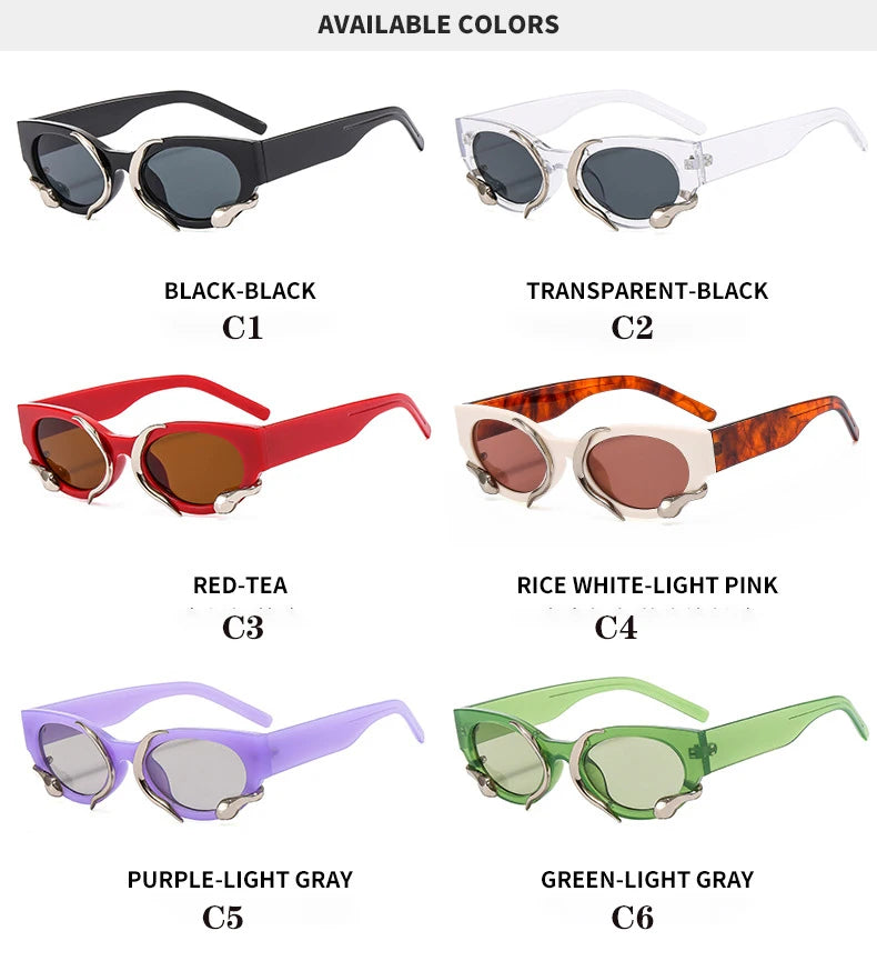 2024 Hip Hop Exaggerated New Vintage High Quality Design Snake Cat Eyes Sunglasses Personality Trend Glasses Male and Female