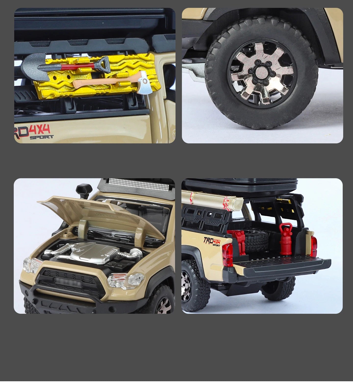 1/32 Tacoma Travel version Pickup Alloy Car Model Diecast Metal Off-Road Vehicles Car Model Sound Light Simulation Kids Toy Gift