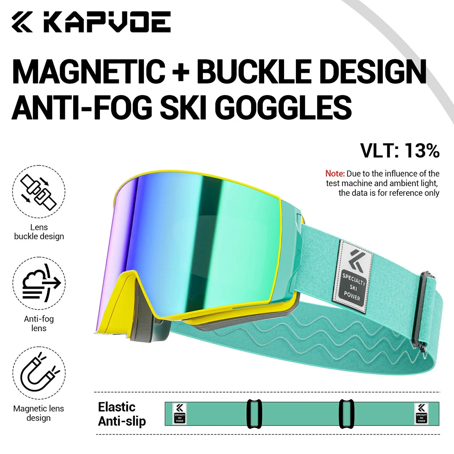 Kapvoe New Photochromic Ski Snowboard Mask Goggle Men UV400 Protection Women Glasses Magnetic Attraction Anti-Fog Skiing Goggles
