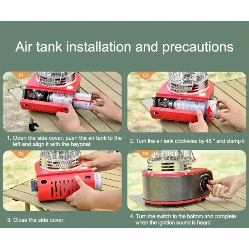Portable Gas Heater for Outdoor Camping Gas Stove Windproof Tourist Gas Burner Tent Stoves Heater Picnic BBQ Cooking Gas Stove