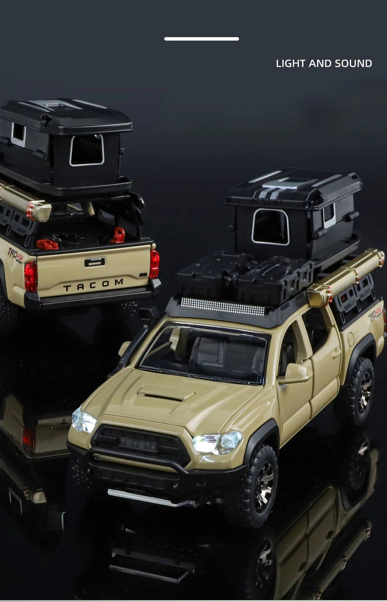 1/32 Tacoma Travel version Pickup Alloy Car Model Diecast Metal Off-Road Vehicles Car Model Sound Light Simulation Kids Toy Gift