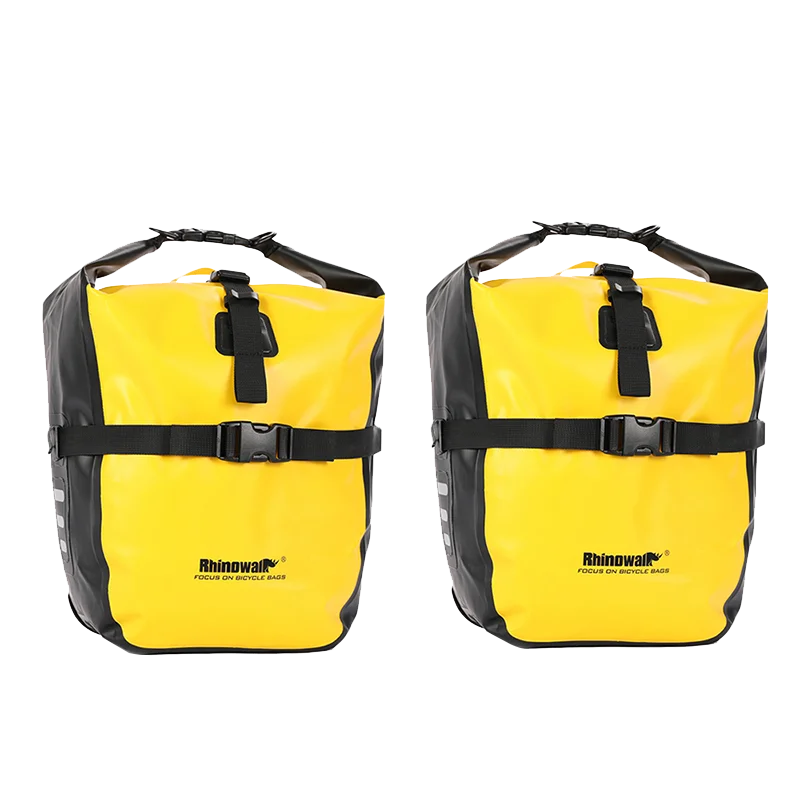 Rhinowalk 2Pcs Double Side Bike Bag 100%Waterproof Bicycle Pannier Saddle Bag 12L-15L Portable Road Bike Back Seat Bag Luggage